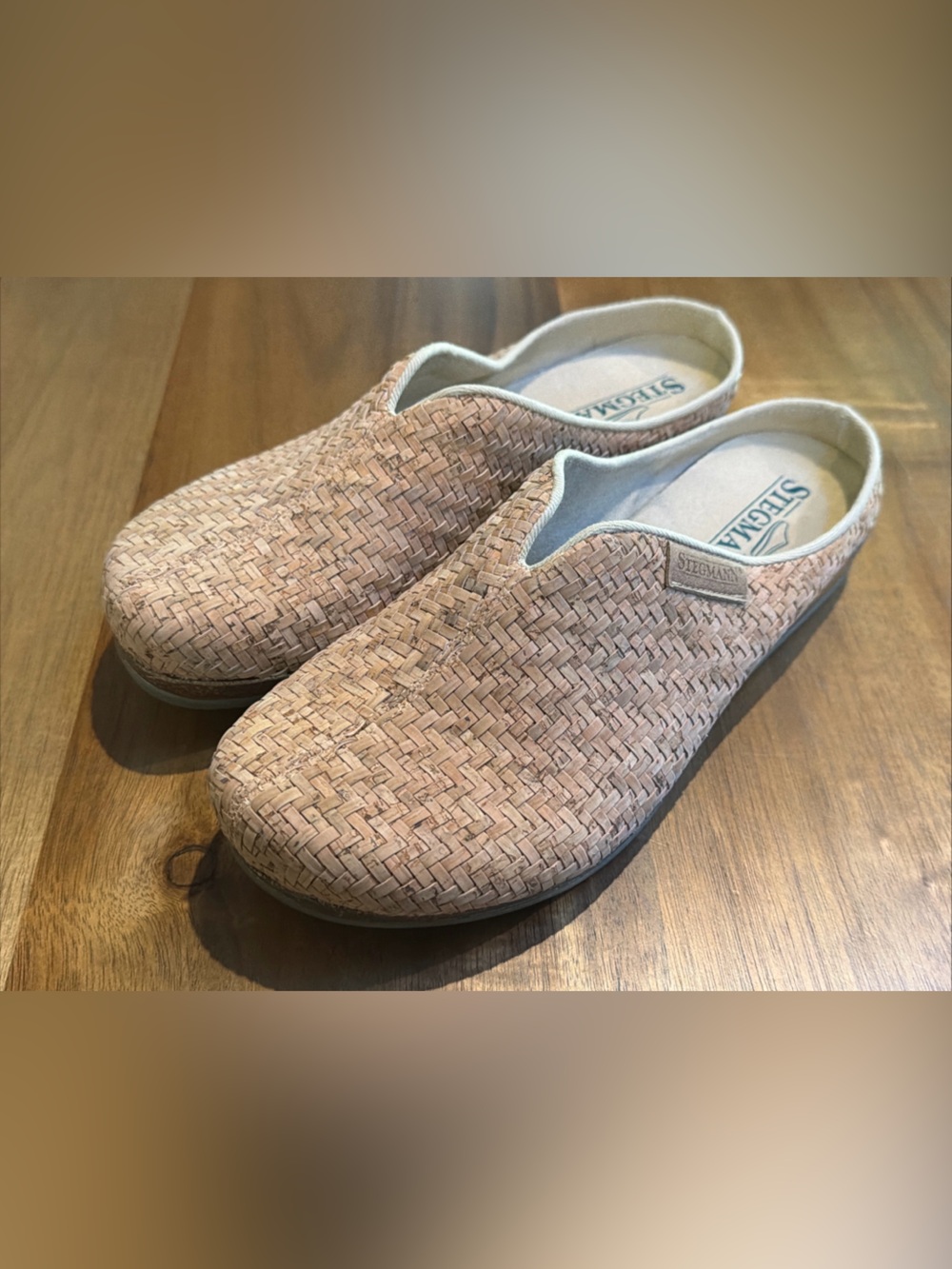 Stegmann  Maria Woven Cork Mule Womens Size 8 Tan Slip On Shoes NEVER WORN